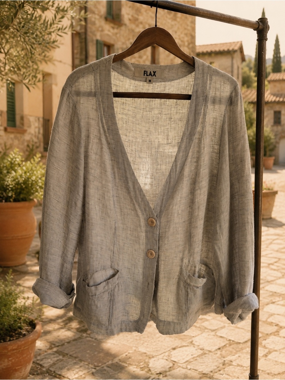 FLAX 100% Linen Cardigan Jacket/ Button Front - Picture 2 of 5